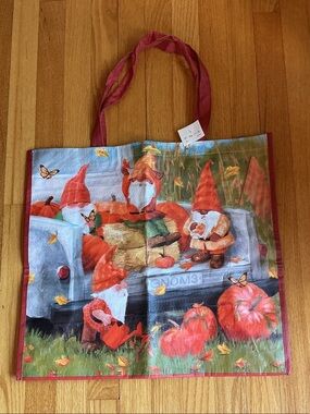 Fall Gnome EXTRA LARGE Tote Bag in Red - Decorative Harvest Shopper